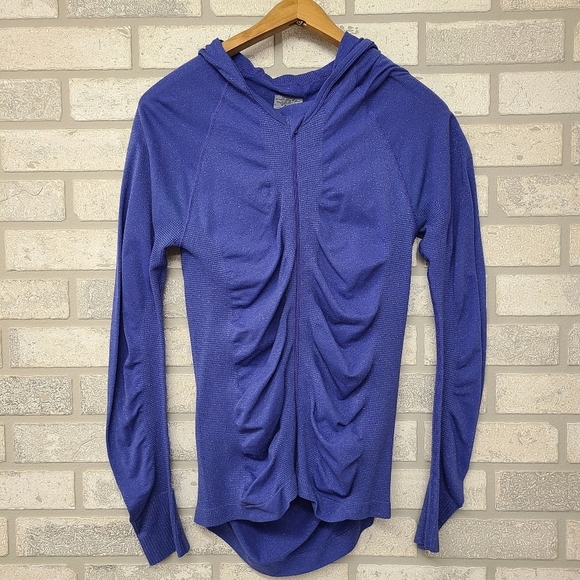 Athleta Jackets & Blazers - Athleta Rouched Purple Silver Zip Up Hoodie Size Medium